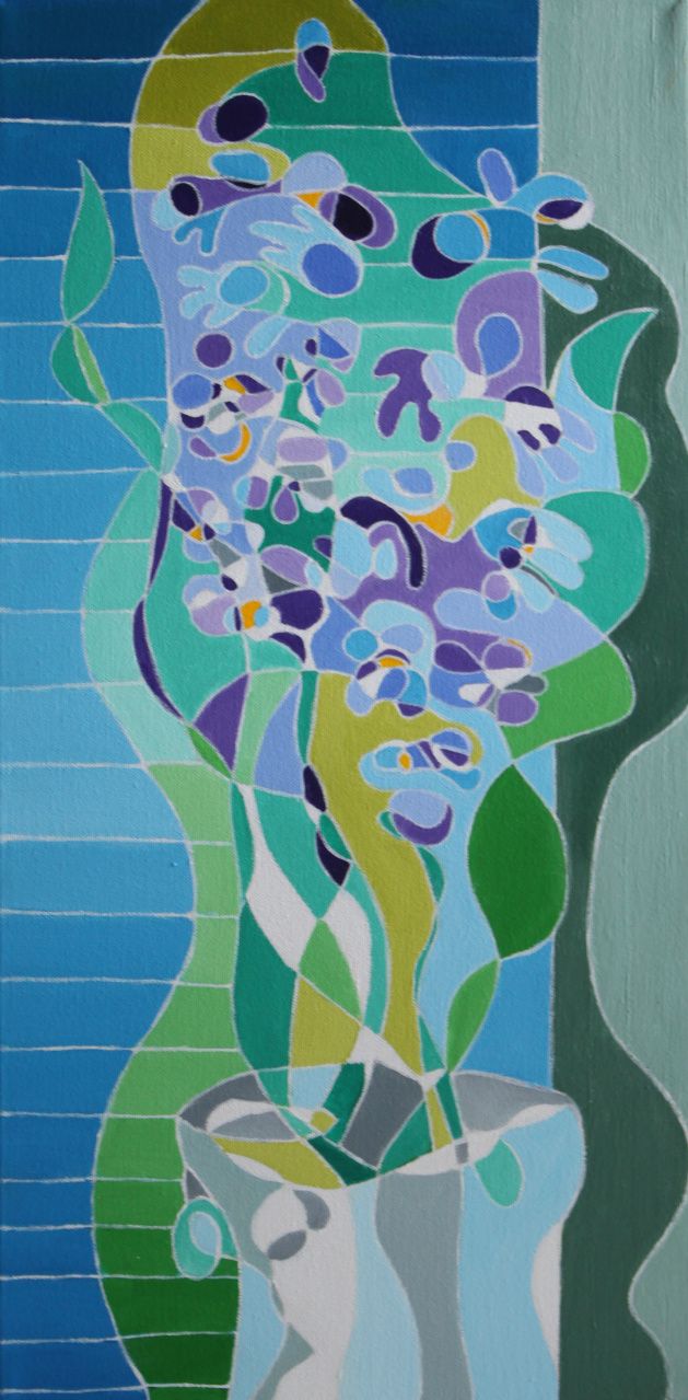 Title:  Hyacinth in Pot
Medium: Acrylic on Canvas
Size: 24